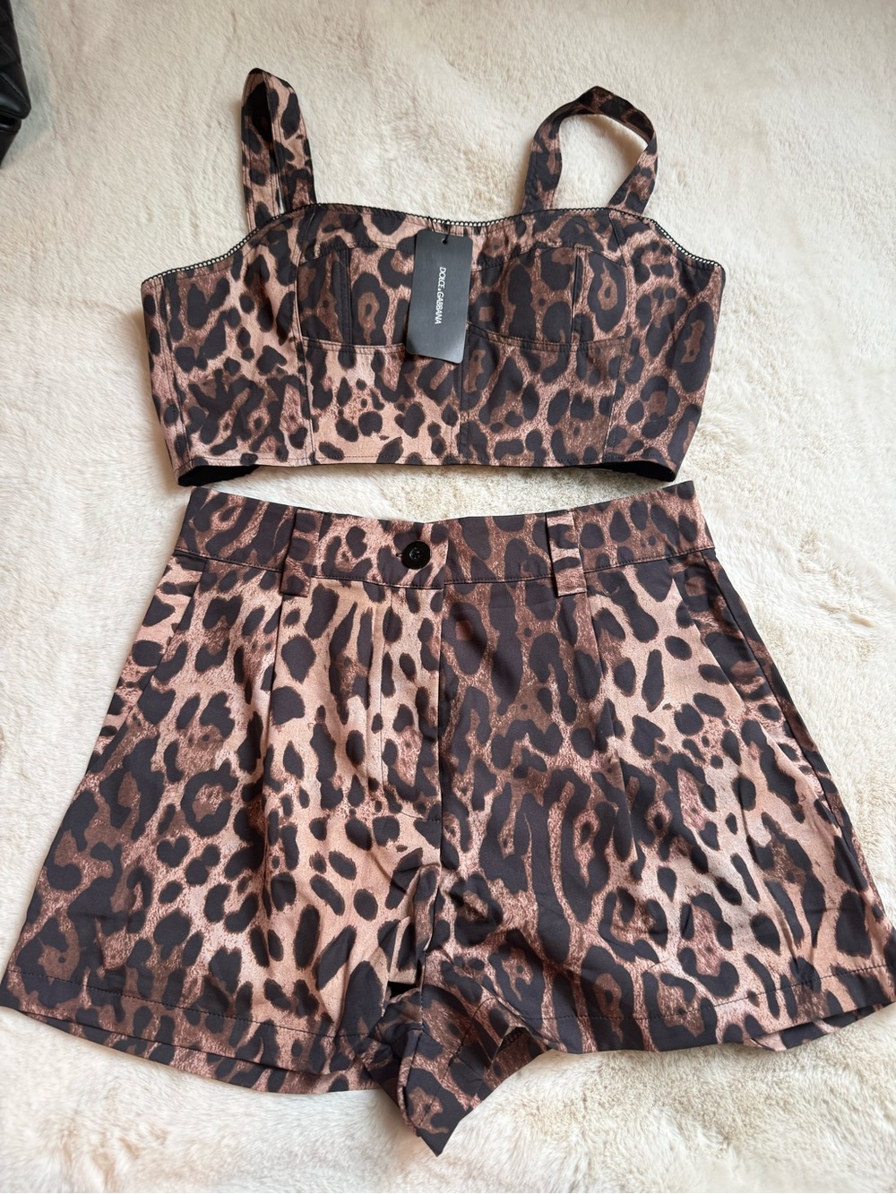 Dolce & Gabbana women’s large cheetah leopard short set *see description
